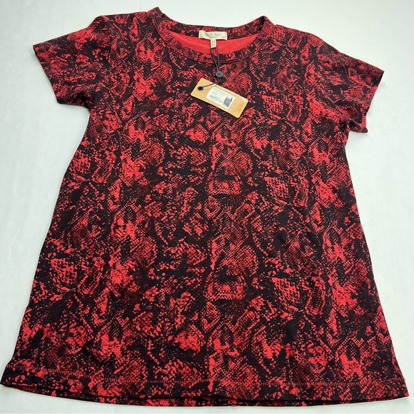 Rag & Bone All Over Snake Tee Womens Size XS Red Black Short‎ Sleeve Shirt NEW - Picture 1 of 8